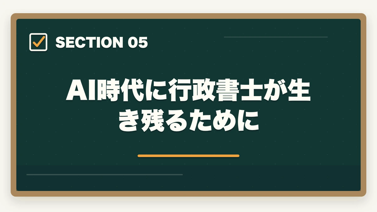 AI時代に行政書士が生き残るために｜行政書士の需要と将来性を考察|AI時代に仕事はなくなる？の図解