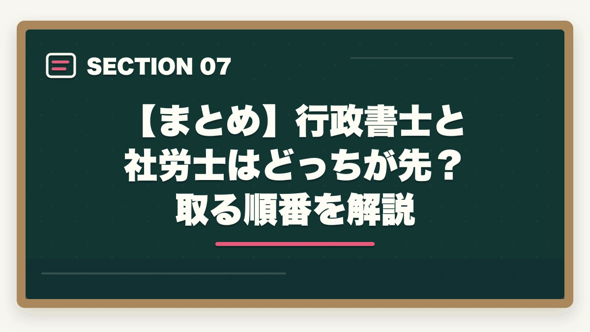 【まとめ】行政書士と社労士はどっちが先?取る順番を解説|行政書士と社労士はどっちが先?取る順番を有資格者が解説の図解