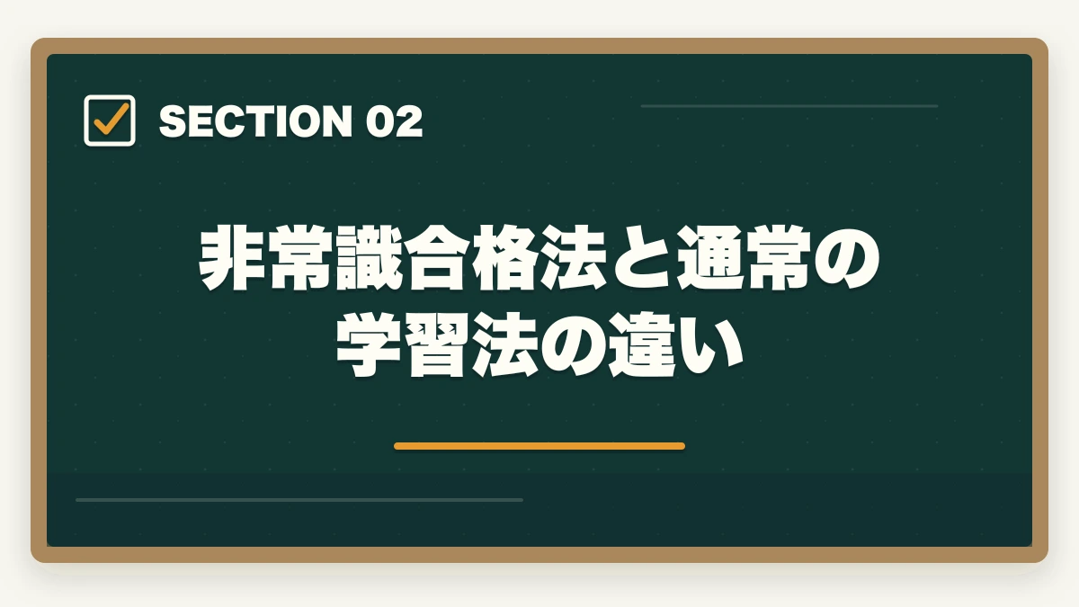 非常識合格法と通常の学習法の違い｜クレアール「非常識合格法」とは？行政書士の無料書籍請求がおすすめの図解