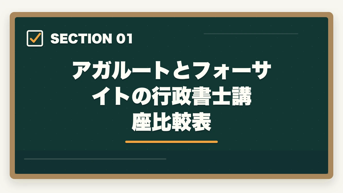 アガルートとフォーサイトの行政書士講座 比較表｜【合格者比較】アガルートとフォーサイト行政書士講座どっちがいい？|徹底比較の図解