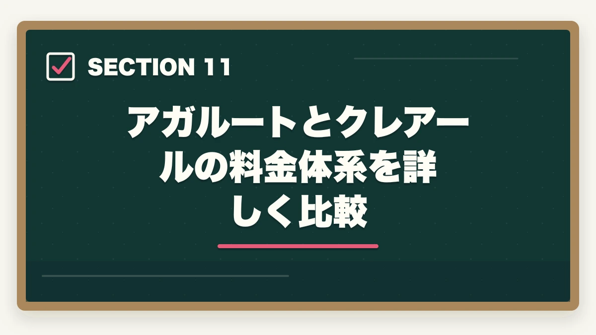 アガルートとクレアールの料金体系を詳しく比較｜【合格者比較】アガルートとクレアール行政書士講座どっちがいい？|選び方解説の図解
