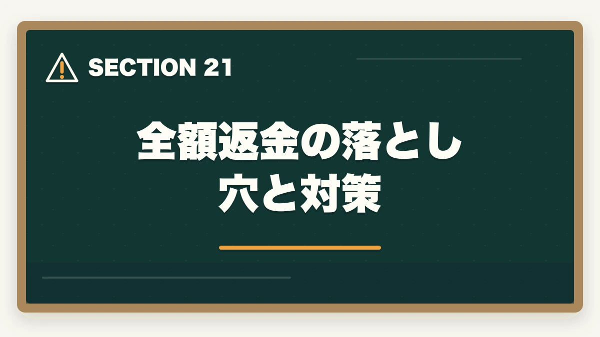 全額返金の落とし穴と対策｜アガルート行政書士の全額返金は本当?条件・申請手順を合格者解説【2026年】の図解
