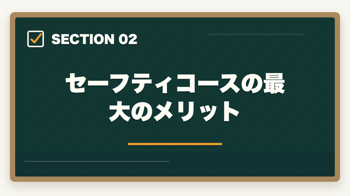 セーフティコースの最大のメリット｜クレアール行政書士セーフティコース|不合格時の翌年費用免除を合格者解説【2026年】の図解