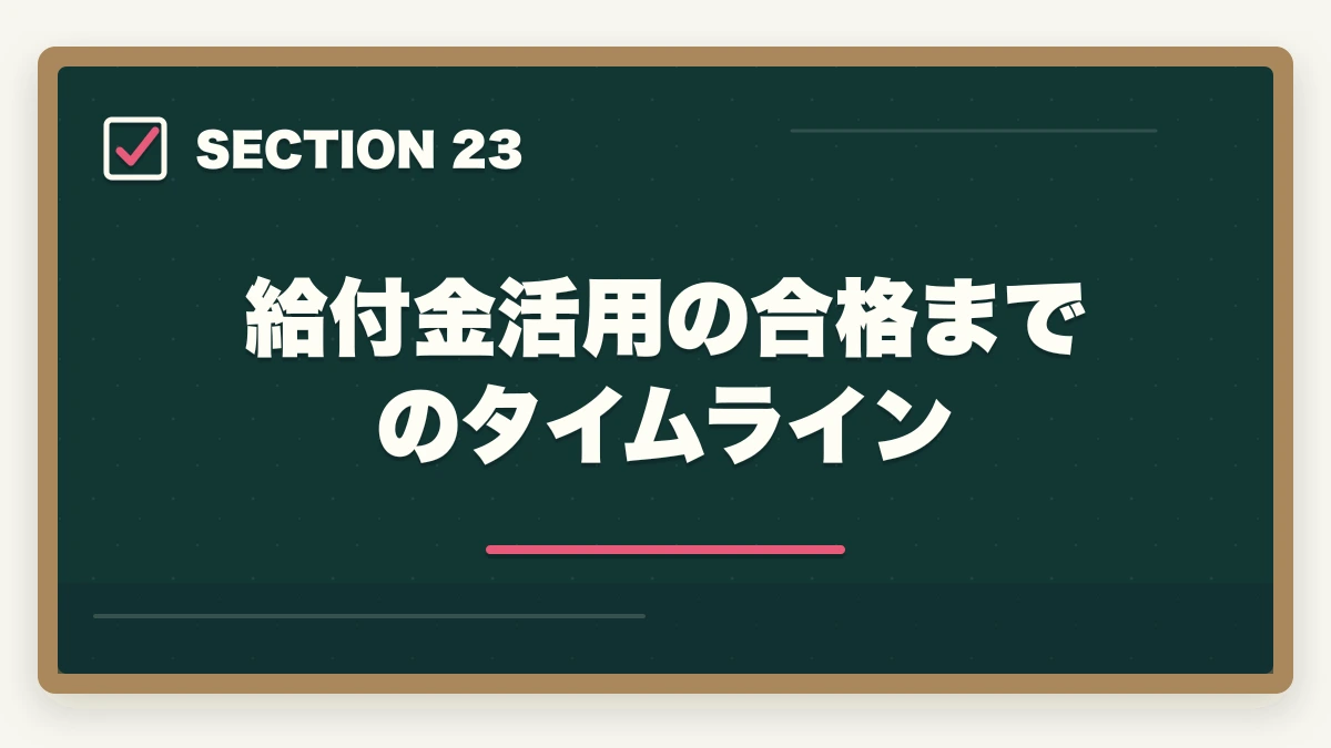 給付金活用の合格までのタイムライン｜行政書士通信講座の教育訓練給付金対象4社|申請手順を完全解説【2026年】の図解