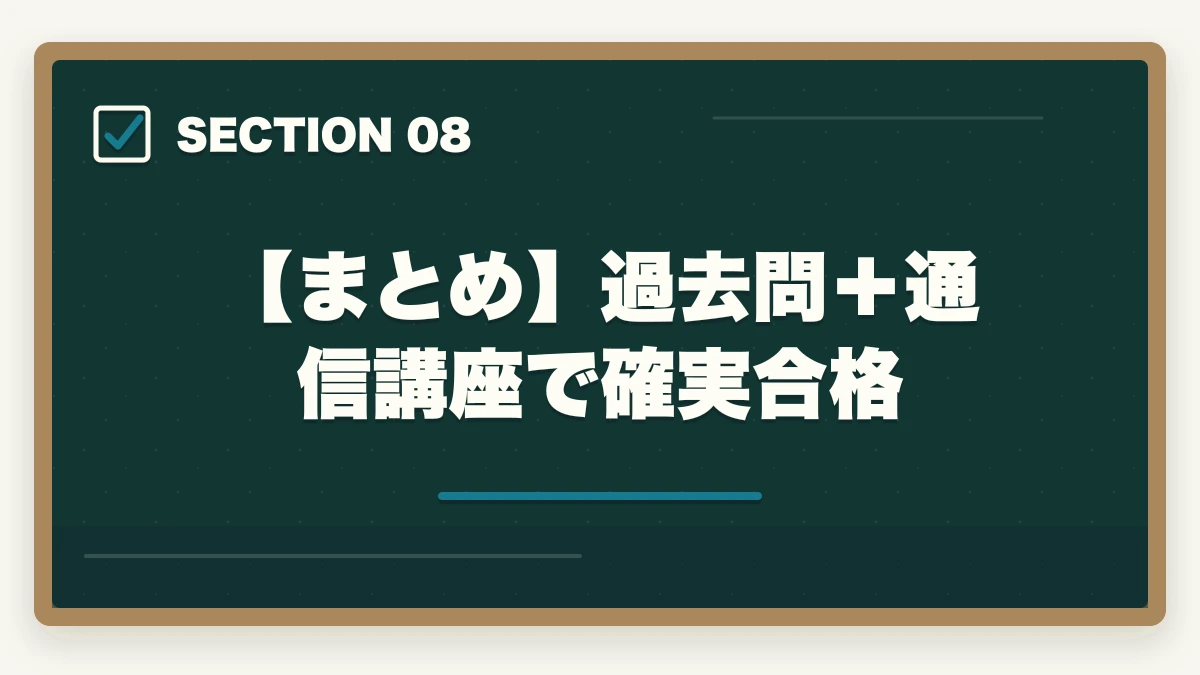 【まとめ】過去問＋通信講座で確実合格｜行政書士のおすすめ過去問5選|3〜5周する効率学習法を合格者解説【2026年】の図解