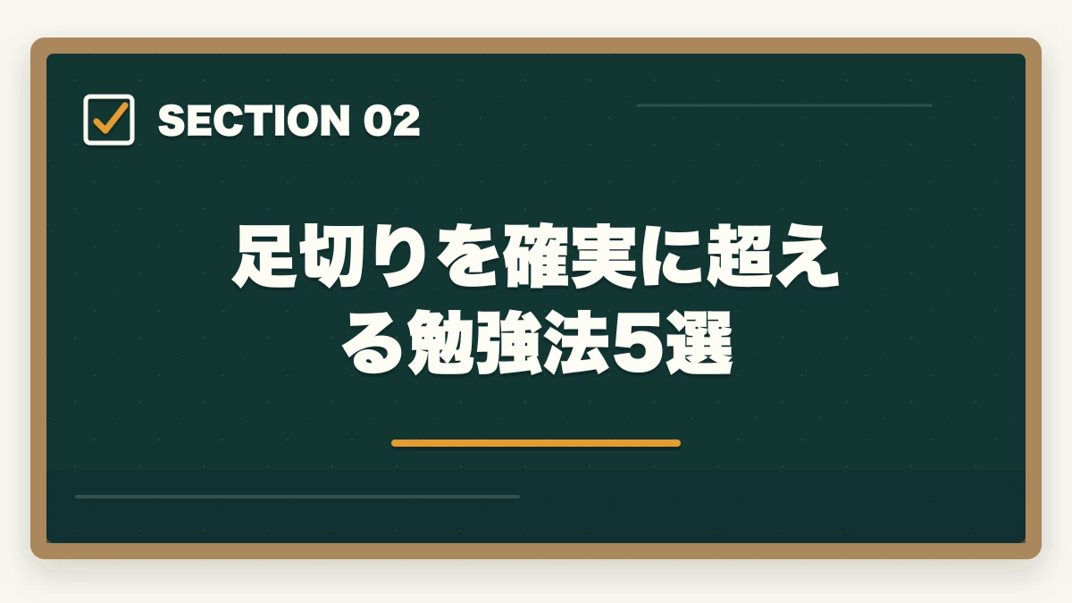 足切りを確実に超える勉強法5選｜行政書士の一般知識足切り対策|24点を確実に超える勉強法【2026年】の図解