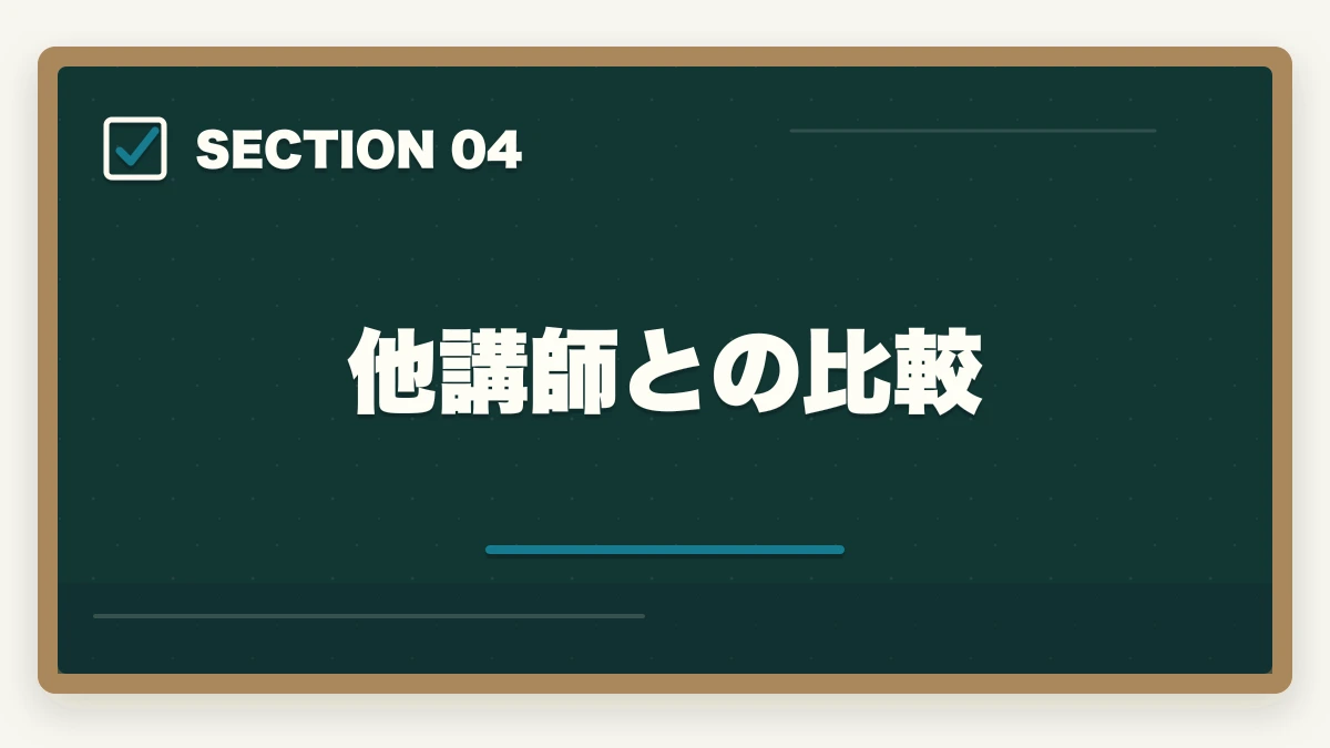 他講師との比較｜アガルート行政書士の豊村慶太先生|評判・講義の特徴を合格者が解説【2026年】の図解
