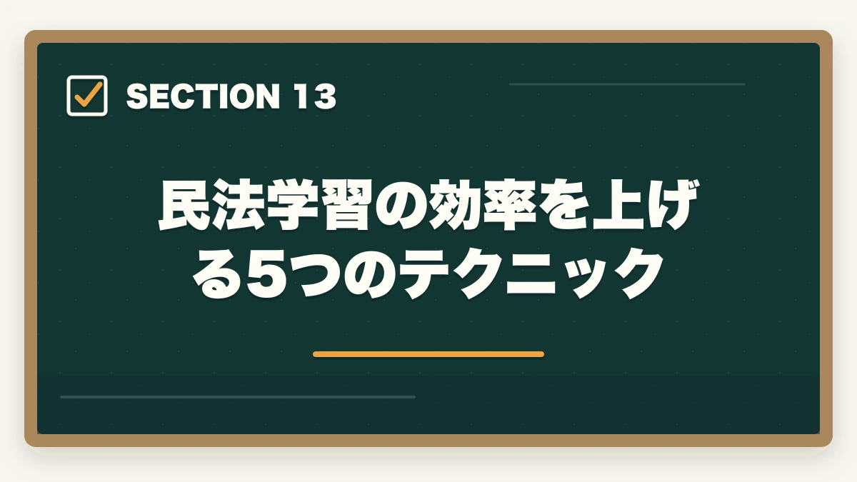 民法学習の効率を上げる5つのテクニック|行政書士の民法勉強法|50点以上取る効率学習法を合格者解説【2026年】の図解