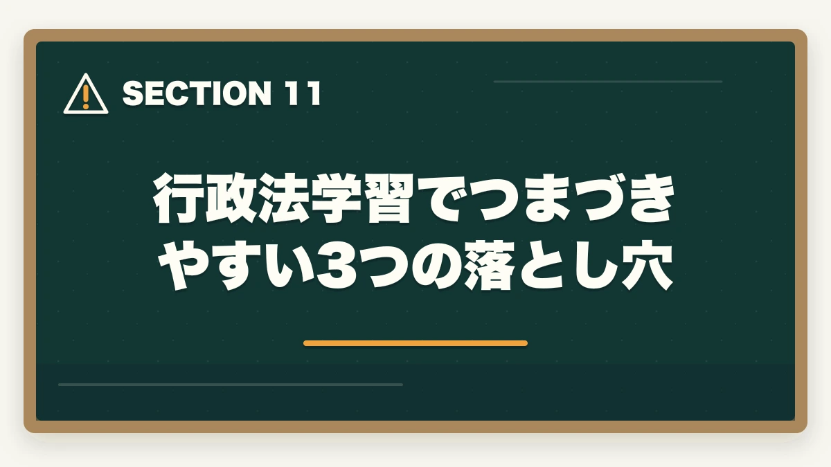 行政法学習でつまづきやすい3つの落とし穴|行政書士の行政法勉強法|112点満点を狙う得点戦略を合格者解説【2026年】の図解