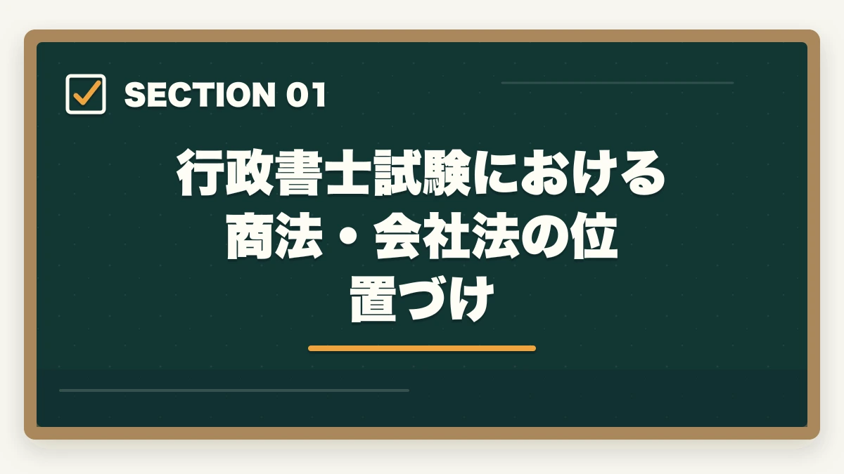 行政書士試験における商法・会社法の位置づけ｜行政書士の商法・会社法は捨てる？効率的な勉強法を合格者解説【2026年】の図解
