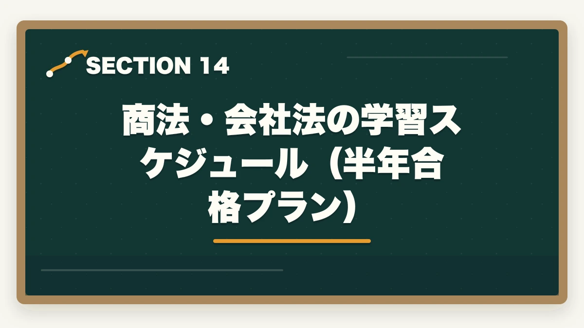 商法・会社法の学習スケジュール（半年合格プラン）｜行政書士の商法・会社法は捨てる？効率的な勉強法を合格者解説【2026年】の図解