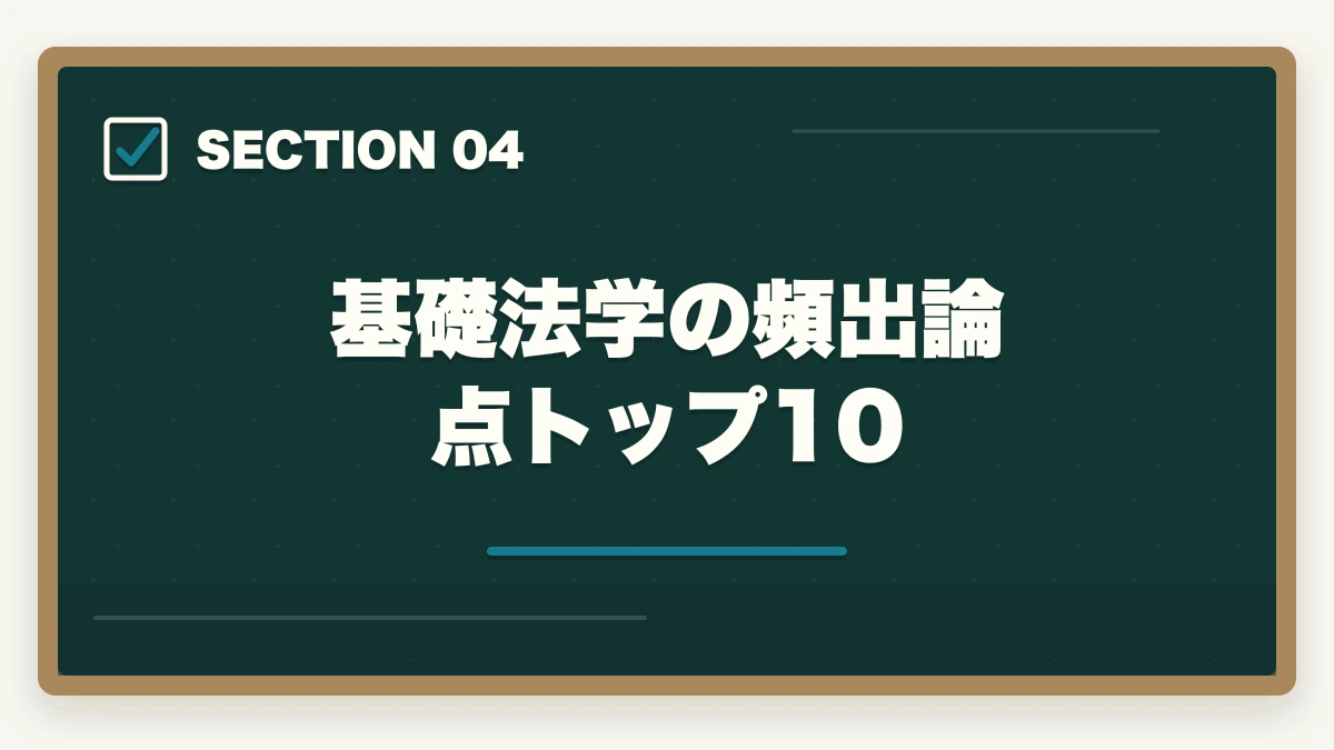 基礎法学の頻出論点トップ10|行政書士の基礎法学勉強法|最小時間で4〜8点取る対策を合格者解説【2026年】の図解