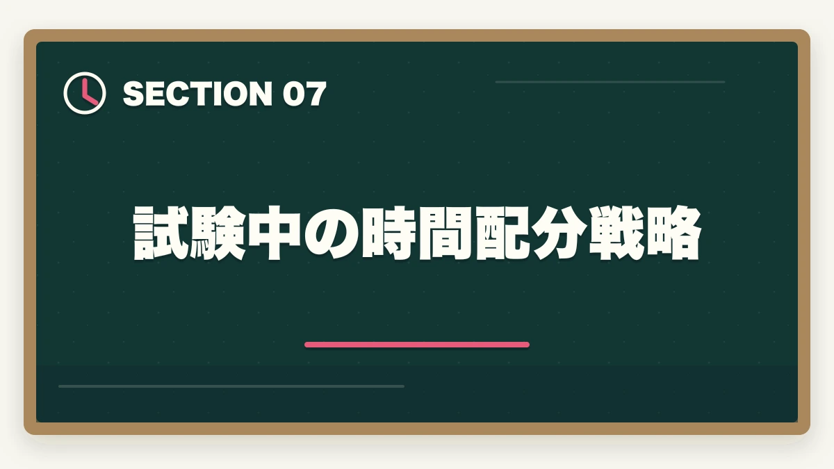 試験中の時間配分戦略|行政書士試験当日の流れ完全ガイド|集合〜終了まで持ち物・服装も解説の図解