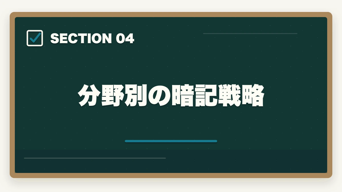 分野別の暗記戦略|行政書士試験の暗記法|記憶定着7つのテクニックを合格者解説【科学的根拠】の図解