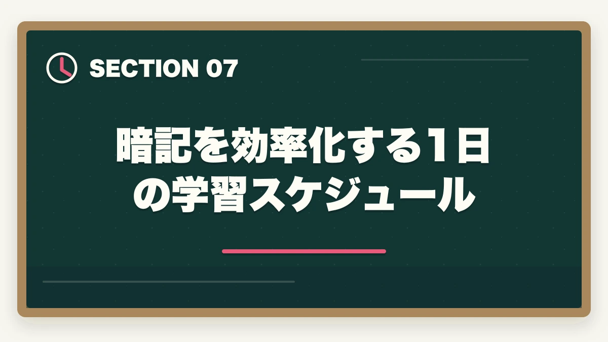 暗記を効率化する1日の学習スケジュール|行政書士試験の暗記法|記憶定着7つのテクニックを合格者解説【科学的根拠】の図解