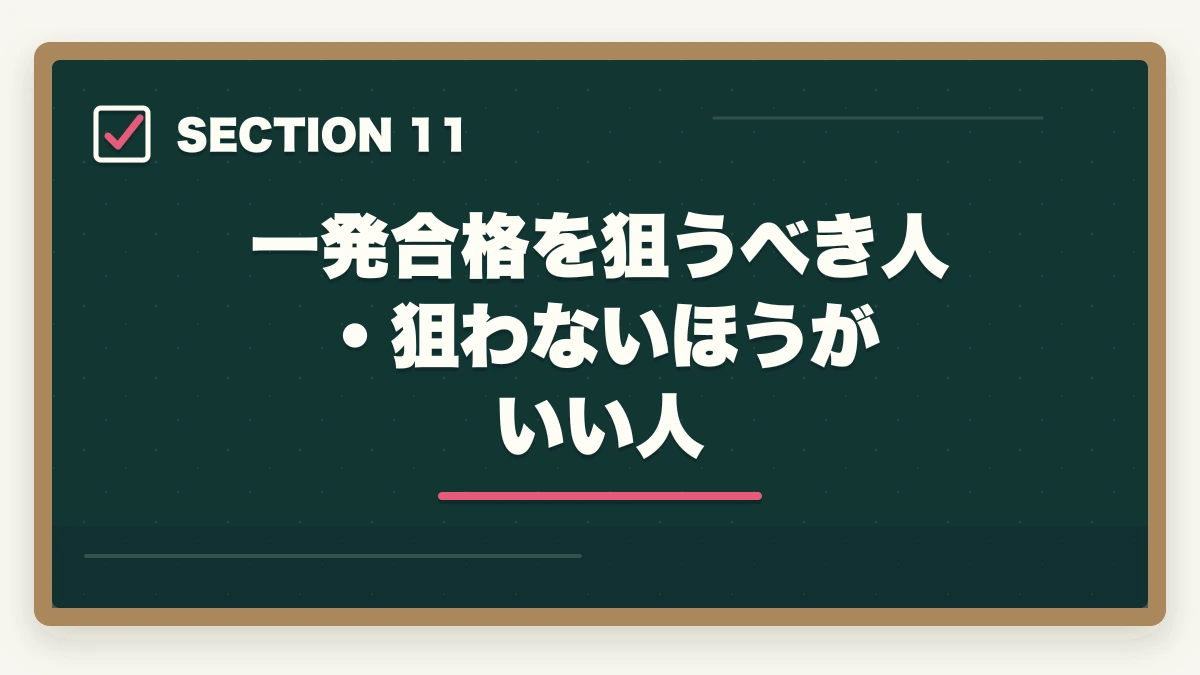 一発合格を狙うべき人・狙わないほうがいい人｜行政書士試験に一発合格する5つのコツ|独学/通信講座戦略を合格者解説【2026年】の図解