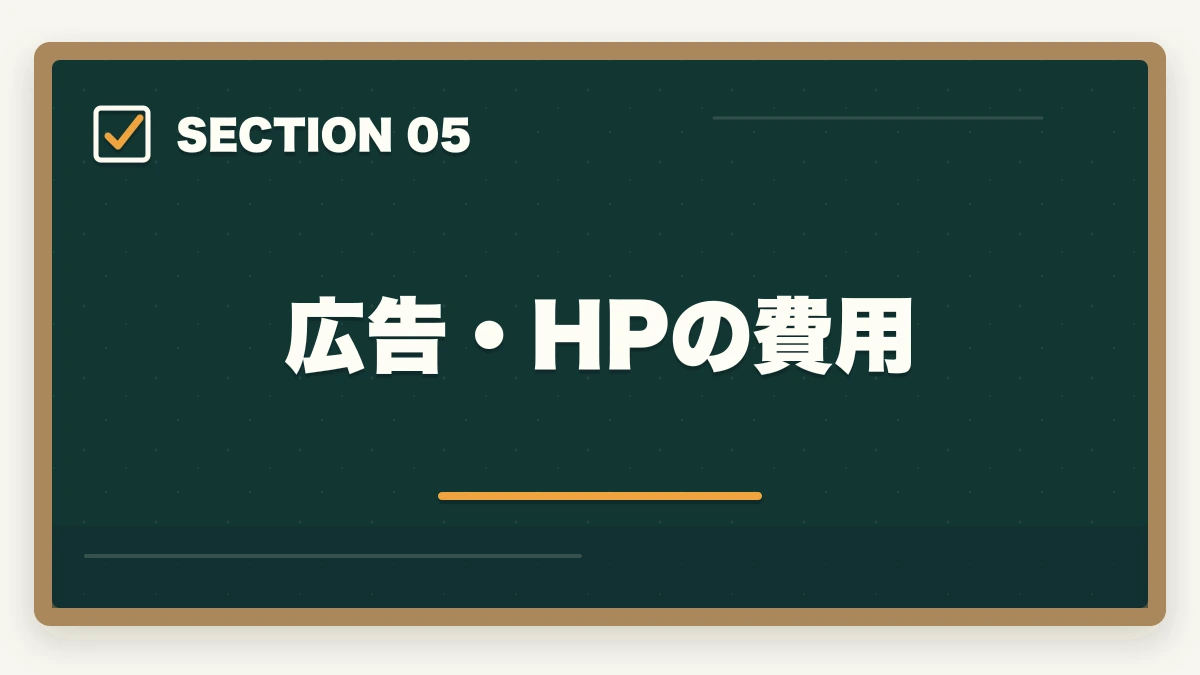 広告・HPの費用｜行政書士の開業資金はいくら必要？費用内訳と準備の進め方を合格者解説【2026年】の図解