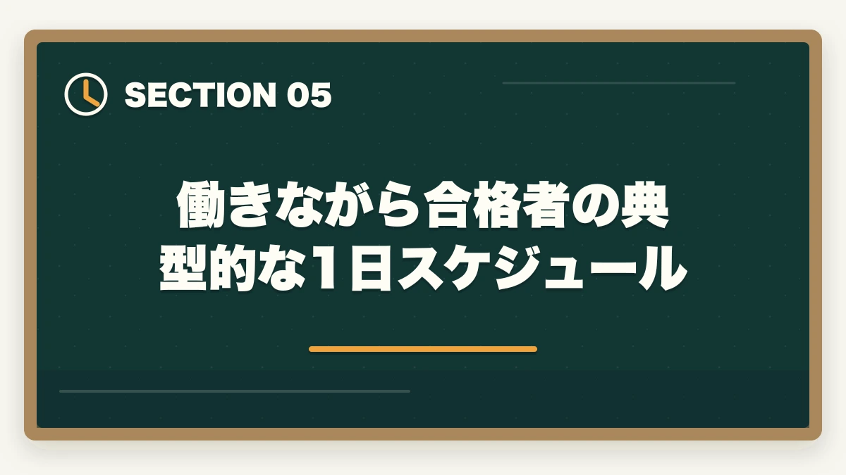 働きながら合格者の典型的な1日スケジュール|働きながら行政書士に合格する完全ガイド|年代別/属性別の勉強法【2026年】の図解