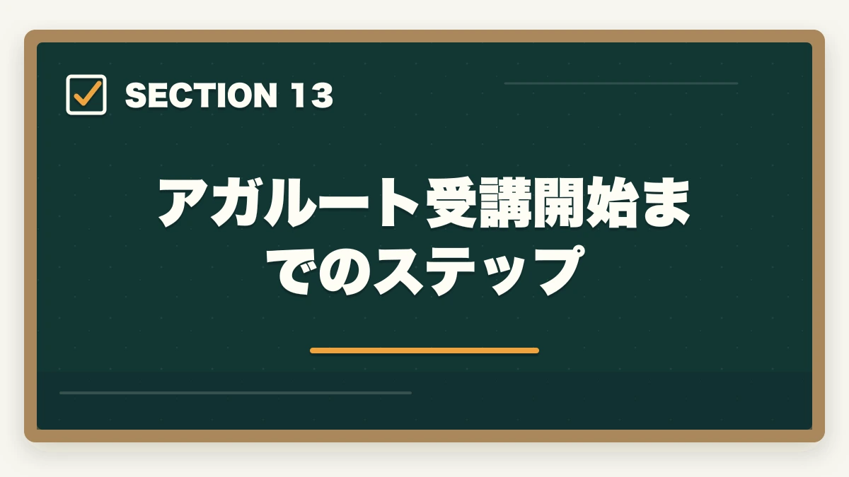 アガルート受講開始までのステップ|アガルート行政書士講座の完全ガイド|合格率56%・全額返金・豊村先生まで全解説【2026年】の図解