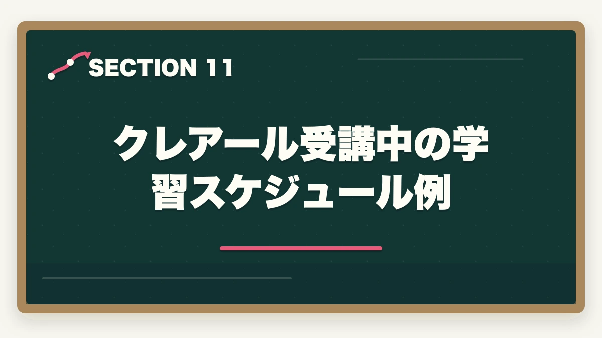 クレアール受講中の学習スケジュール例｜クレアール行政書士講座の完全ガイド|非常識合格法・セーフティ・無料書籍まで全解説【2026年】の図解