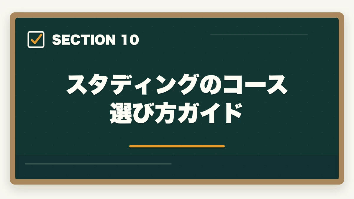 スタディングのコース選び方ガイド|スタディング行政書士講座の完全ガイド|3万円台〜・スマホ完結・AI機能まで全解説【2026年】の図解