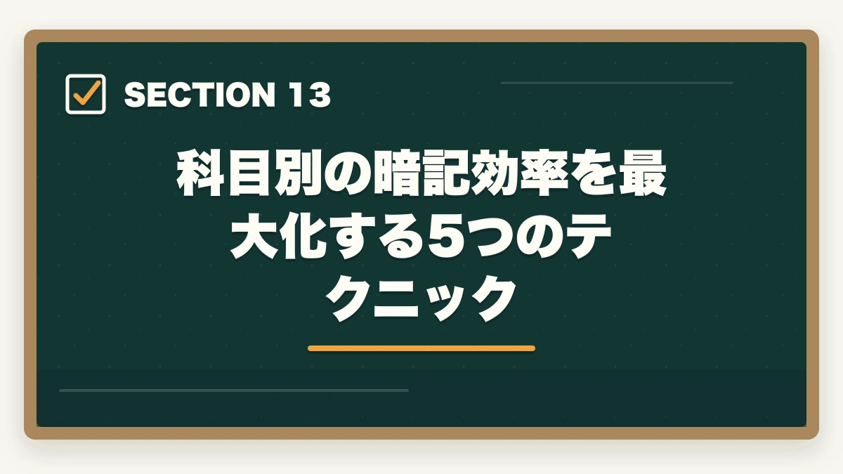 科目別の暗記効率を最大化する5つのテクニック｜行政書士試験科目別の完全攻略ガイド|7科目の配点・勉強法・得点戦略を全解説【2026年】の図解