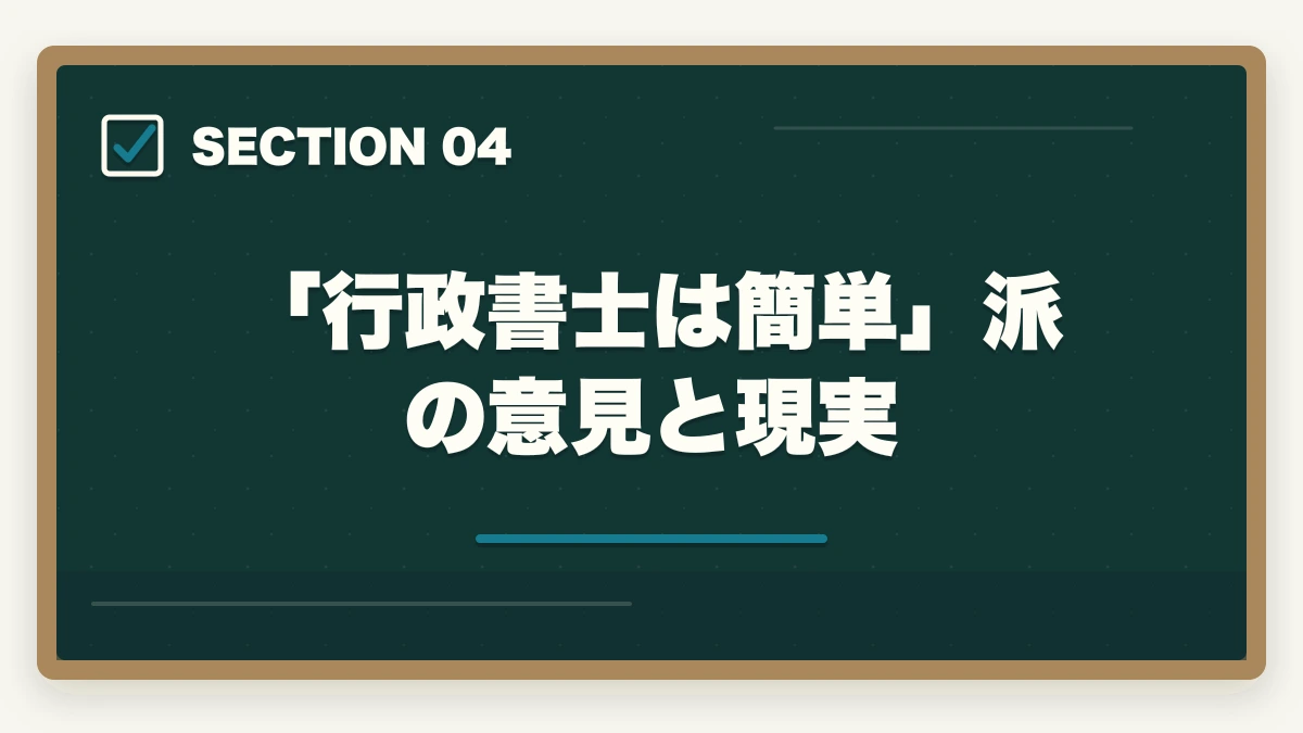 「行政書士は簡単」派の意見と現実｜行政書士の難易度・合格率の完全分析|偏差値・他資格比較・本気対策層の合格率まで全解説【2026年】の図解