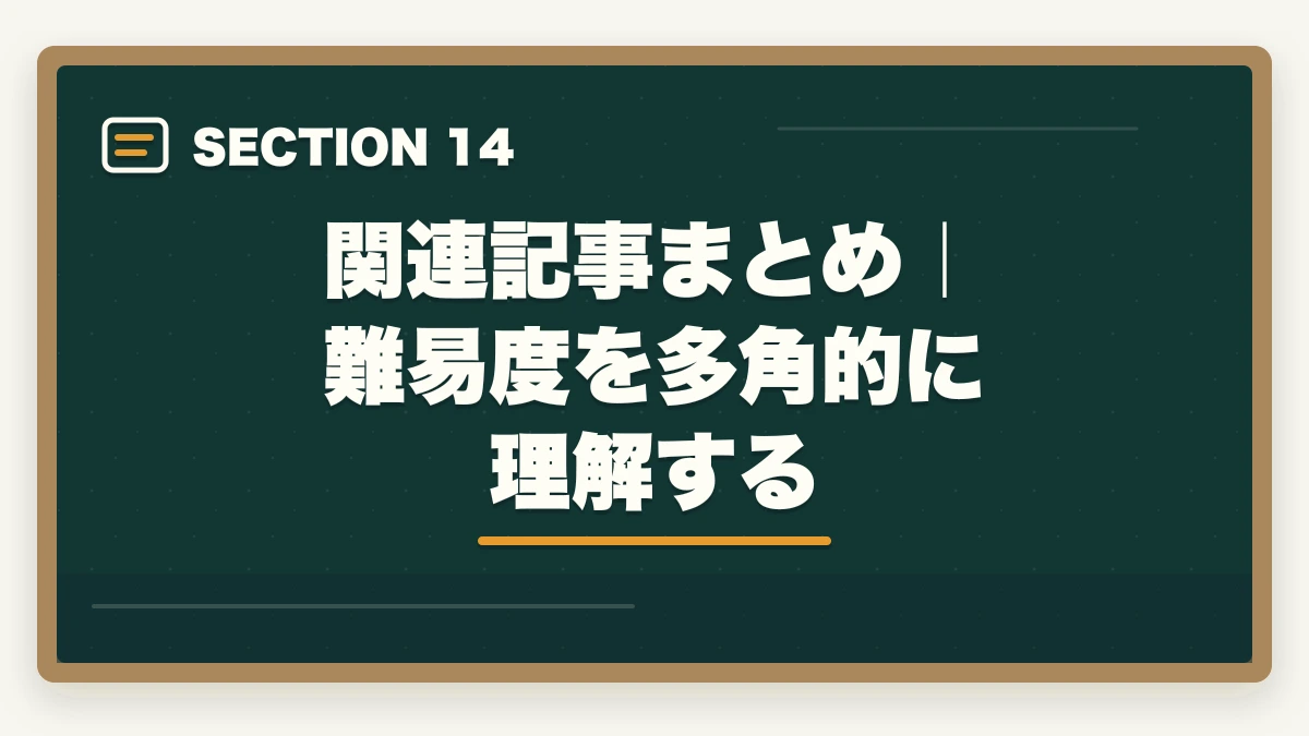 関連記事まとめ｜難易度を多角的に理解する｜行政書士の難易度・合格率の完全分析|偏差値・他資格比較・本気対策層の合格率まで全解説【2026年】の図解