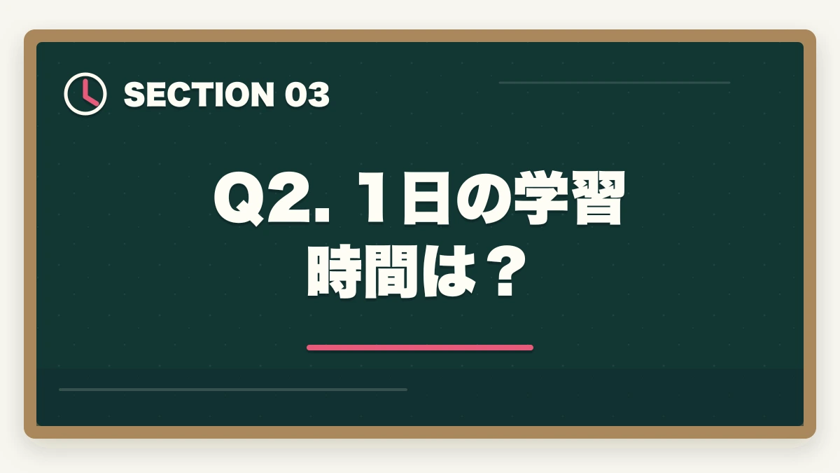 Q2. 1日の学習時間は？｜行政書士の学習スタイル診断|5問で最適な学習法・通信講座がわかる【2026年】の図解