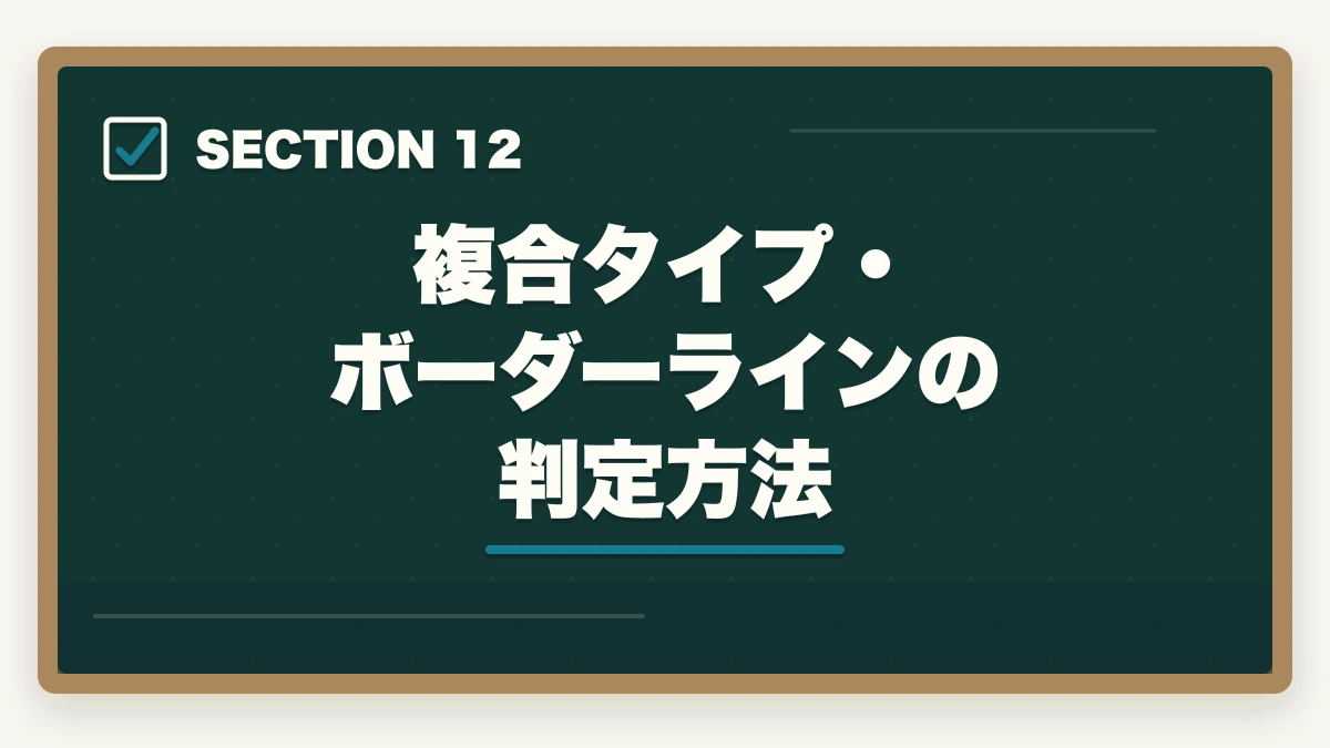 複合タイプ・ボーダーラインの判定方法｜行政書士の学習スタイル診断|5問で最適な学習法・通信講座がわかる【2026年】の図解