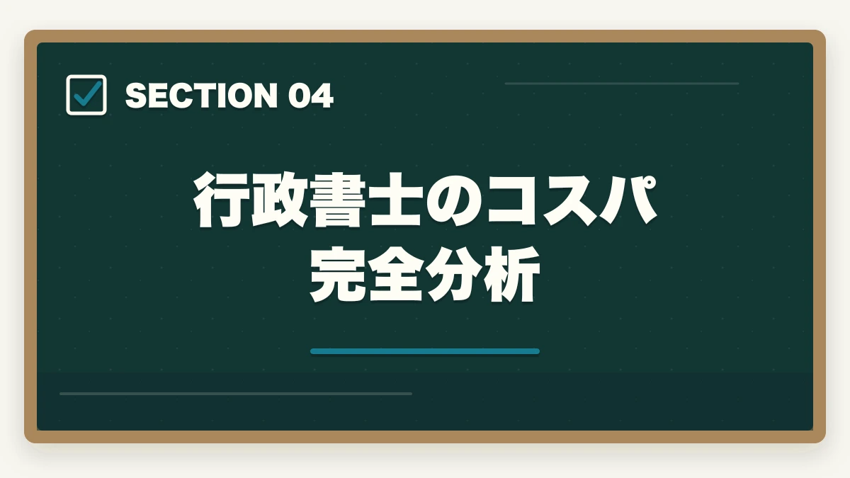 行政書士のコスパ完全分析｜行政書士の取得価値・将来性完全分析|オワコン/食えない/コスパを合格者が徹底考察【2026年】の図解