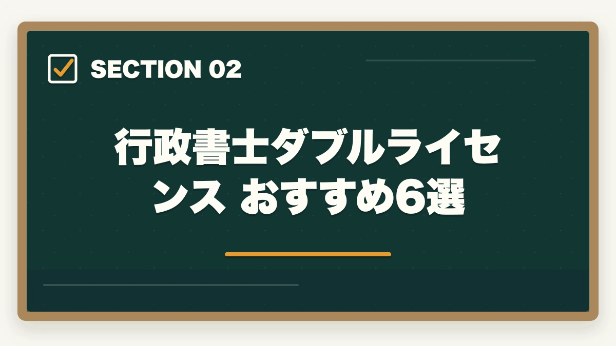 行政書士ダブルライセンス おすすめ6選|行政書士のダブルライセンス完全戦略|社労士・宅建士・司法書士との相乗効果【2026年版】の図解
