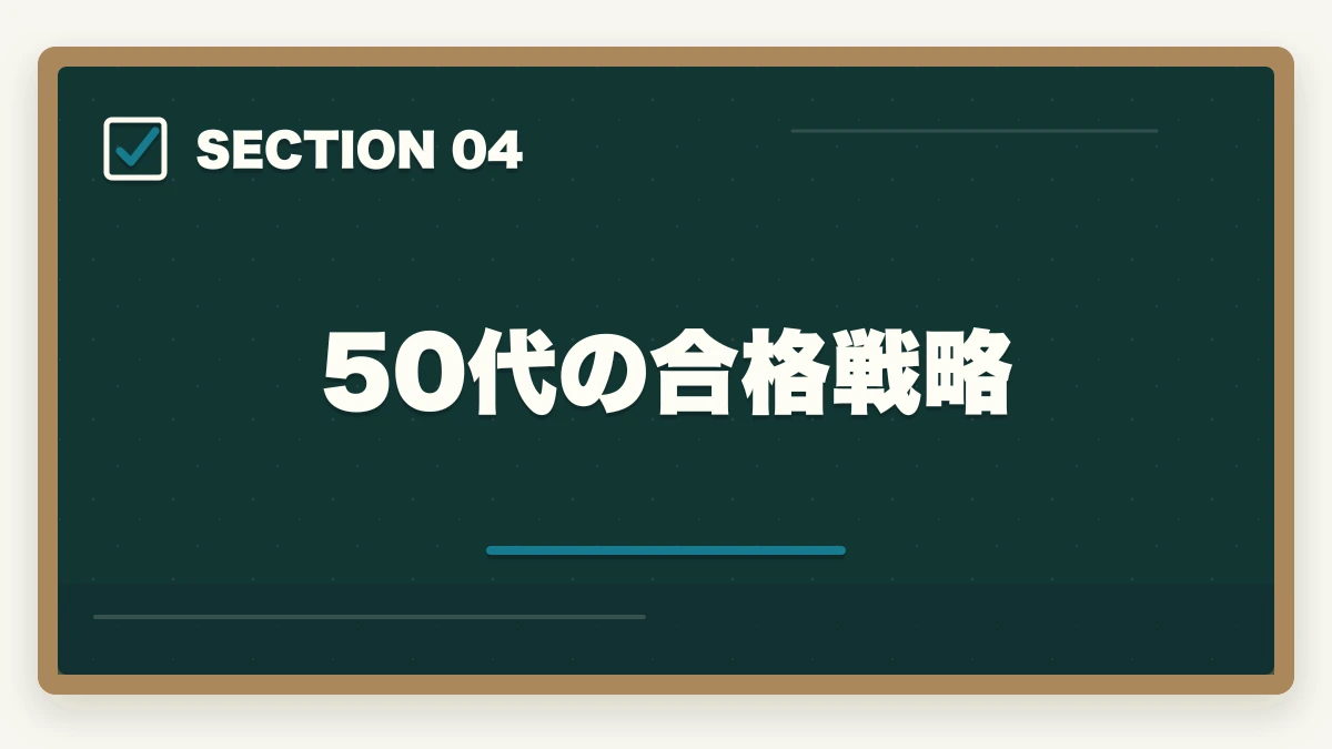 50代の合格戦略｜行政書士の年代別合格戦略｜30代・40代・50代別ロードマップ【2026年版】の図解
