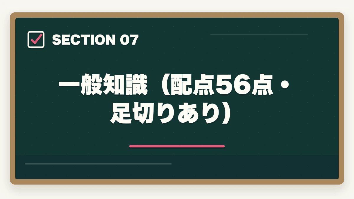 一般知識（配点56点・足切りあり）｜行政書士の科目別重要論点と頻出範囲【2026年版・全7科目完全攻略】の図解