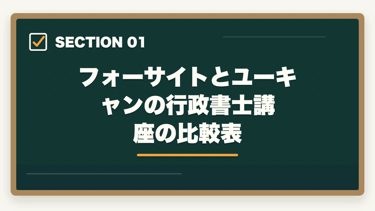 フォーサイトとユーキャンの行政書士講座の比較表|フォーサイトとユーキャン行政書士講座どっちがオススメ?合格者が徹底比較の図解
