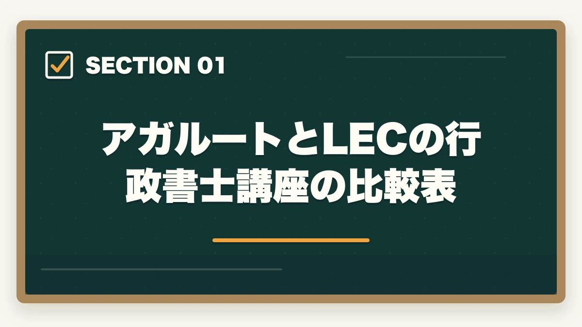 アガルートとLECの行政書士講座の比較表|アガルートとLEC行政書士講座どっちがオススメ?合格者が徹底比較の図解