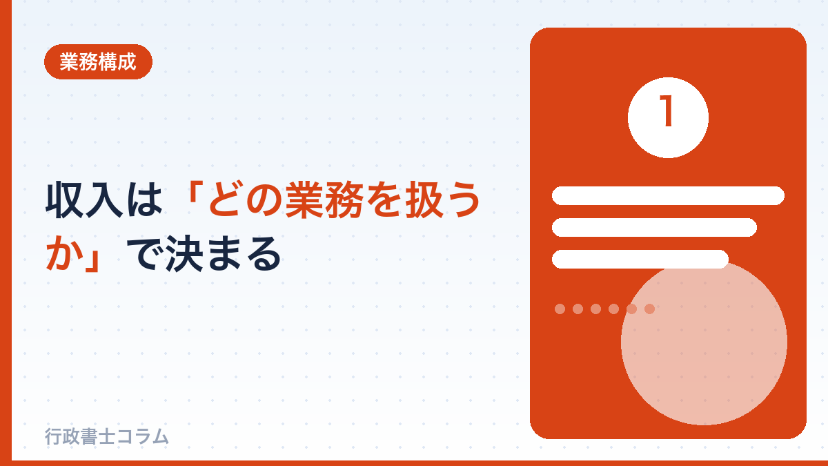 行政書士の収入は「どの業務を扱うか」で決まる